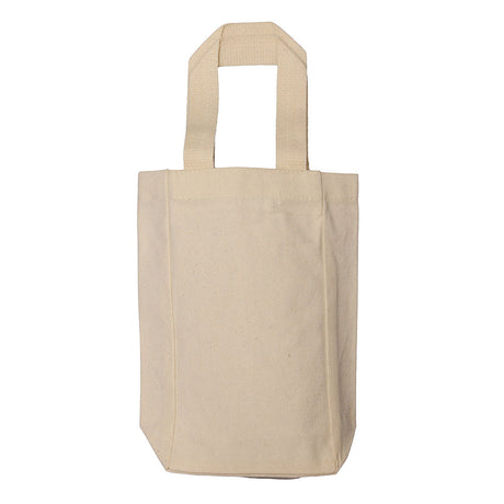 Small Cotton Canvas Double Bottle Wine Tote Bag (5.5'' W X 10.5'' H) 12 Oz-Tote Bag-Brand Your Tote-Natural-Brand Your Tote