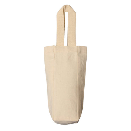 Small Cotton Canvas Single Bottle Wine Tote Bag (3'' W X 10.5'' H) 12 Oz-Tote Bag-Brand Your Tote-Natural-Brand Your Tote