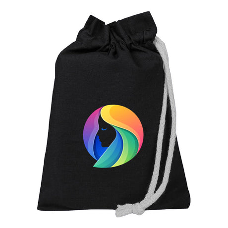 Small Cotton Canvas Single Cord Drawstring Pouch (6'' W X 8'' H) 6 Oz-Pouch-Brand Your Tote-Black-Brand Your Tote