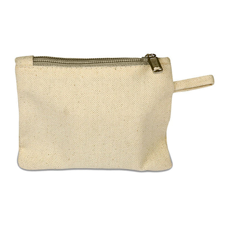 Small Cotton Canvas Zippered Pouch (5'' W X 4'' H) 12 Oz-Pouch-Brand Your Tote-Natural-Brand Your Tote
