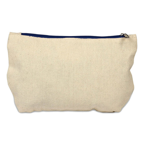 Small Cotton Canvas Zippered Pouch (9.75'' W X 6'' H) 12 Oz-Pouch-Brand Your Tote-Navy Blue-Brand Your Tote