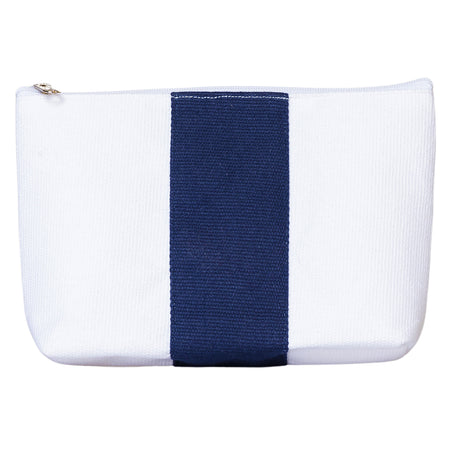 Small Dobby Cotton Beach Club Mate Pouch (9.8'' W X 5.9'' H) 18 Oz-Pouch-Brand Your Tote-Navy Blue-Brand Your Tote