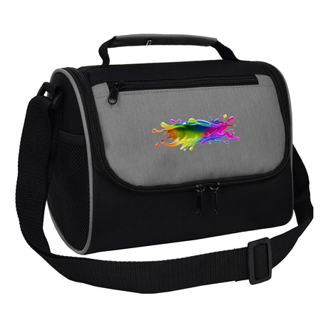 Small Polyester Break Time Lunch Bag (9.5'' W X 7.5'' H) 600D-Bag-Brand Your Tote-Heather Grey-Black-Brand Your Tote