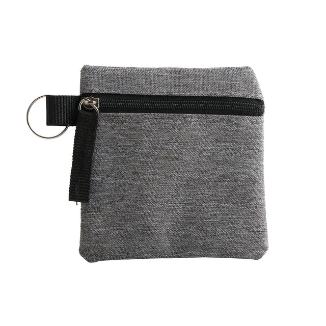 Small Polyester Coin Pouch (3.75'' W X 4'' H) 300D-Pouch-Brand Your Tote-Heather Grey-Black-Brand Your Tote
