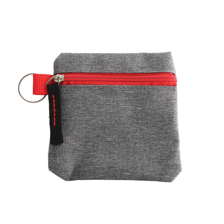 Small Polyester Coin Pouch (3.75'' W X 4'' H) 300D-Pouch-Brand Your Tote-Heather Grey-Red-Brand Your Tote