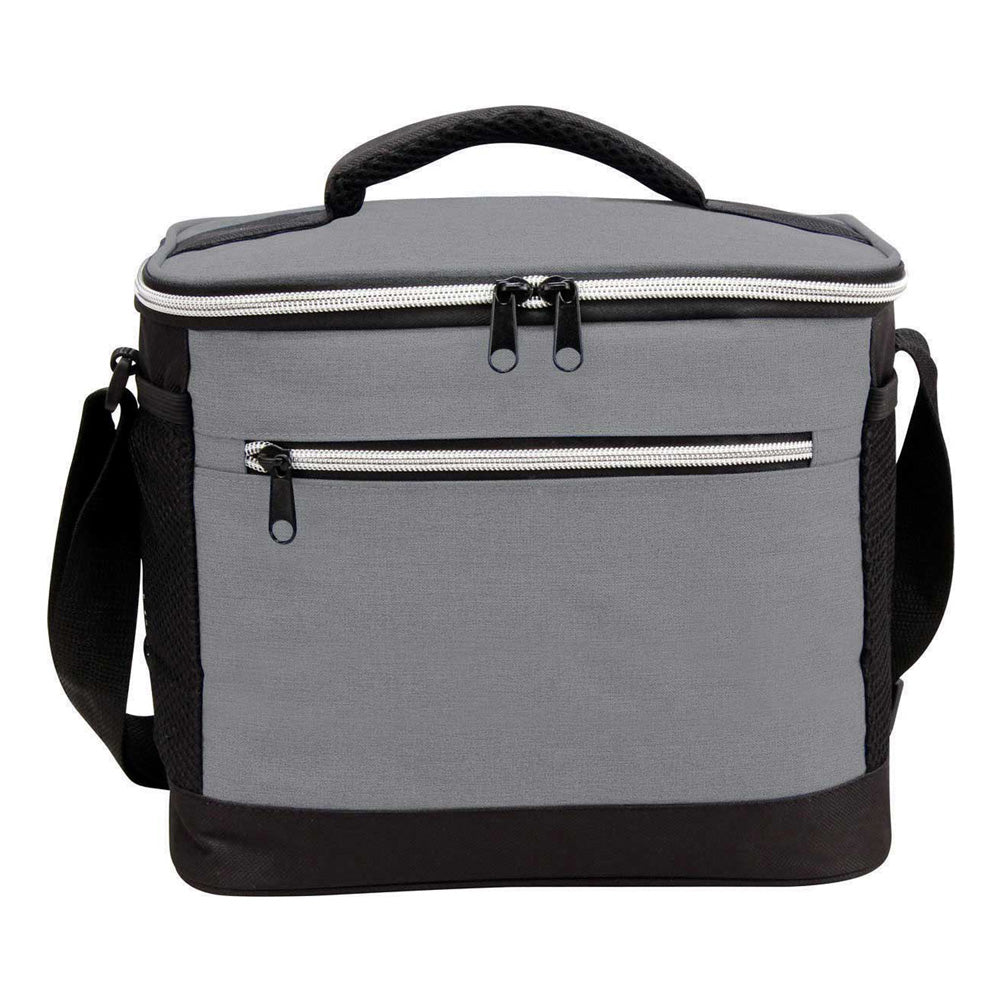 Small Polyester Picnic Cooler Bag (10'' W X 8'' H) 300D-Bag-Brand Your Tote-Heather Grey-Black-Brand Your Tote