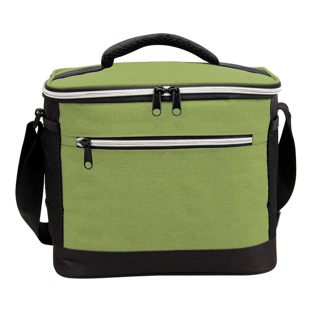 Small Polyester Picnic Cooler Bag (10'' W X 8'' H) 300D-Bag-Brand Your Tote-Lime Green Heather-Black-Brand Your Tote