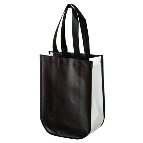 Small Polypropylene Laminated Gift Tote Bag (9'' W X 12'' H) 105 Gsm-Tote Bag-Brand Your Tote-Black-White-Black-Brand Your Tote