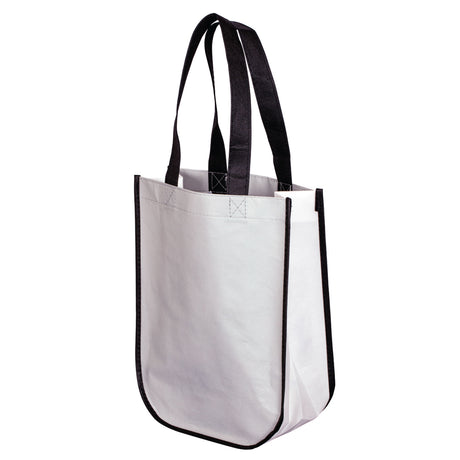 Small Polypropylene Laminated Gift Tote Bag (9'' W X 12'' H) 105 Gsm-Tote Bag-Brand Your Tote-Grey-Black-White-Brand Your Tote