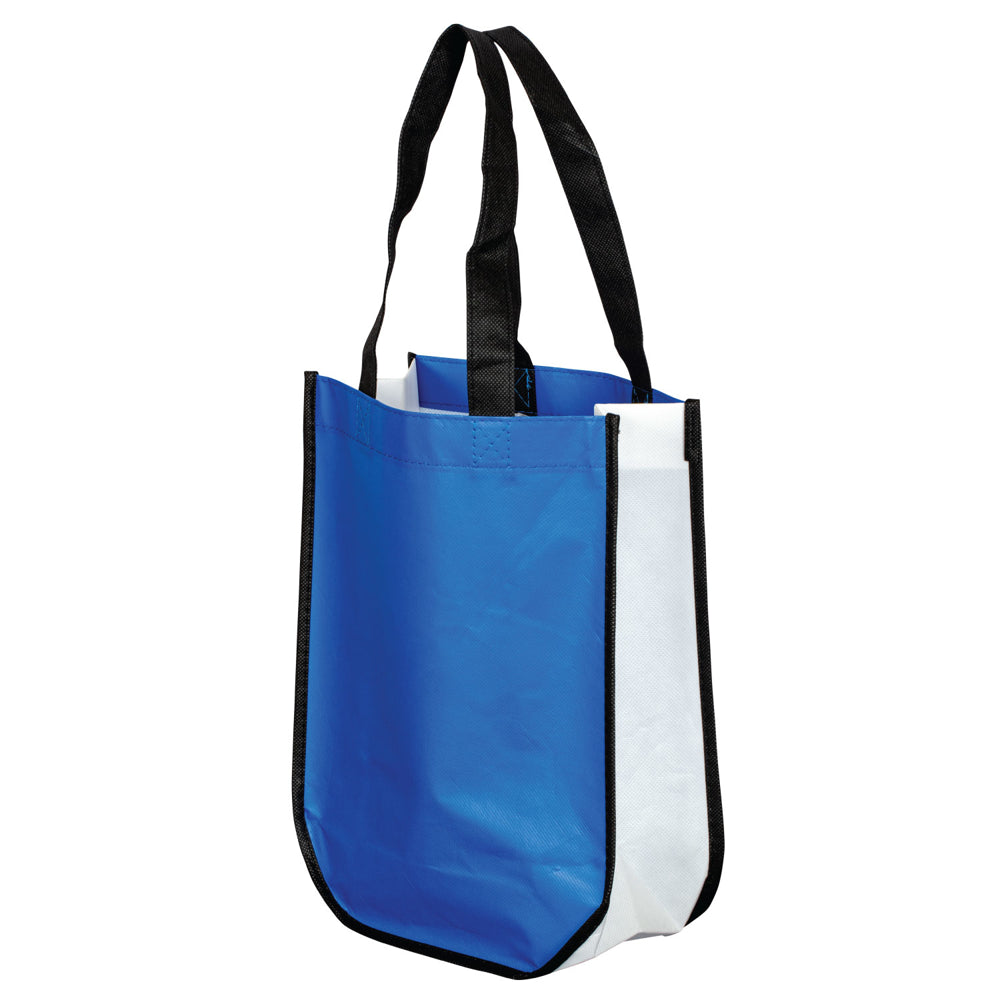 Small Polypropylene Laminated Gift Tote Bag (9'' W X 12'' H) 105 Gsm-Tote Bag-Brand Your Tote-Royal Blue-Black-White-Brand Your Tote
