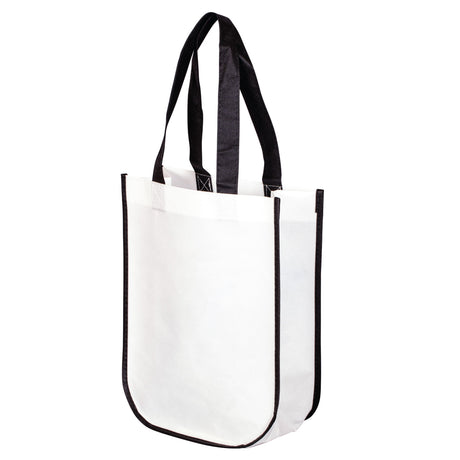 Small Polypropylene Laminated Gift Tote Bag (9'' W X 12'' H) 105 Gsm-Tote Bag-Brand Your Tote-White-Black-White-Brand Your Tote