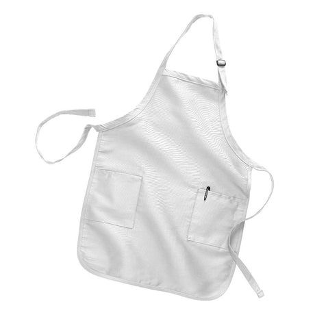 Twill / Poly-Cotton Adjustable Neck Apron (22'' W X 30'' H) 7.5 Oz-Apron-Brand Your Tote-White-Brand Your Tote
