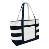 Xl Cotton Canvas Anchor Tote Bag (24'' W X 14'' H) 18 Oz-Tote Bag-Brand Your Tote-Natural-Navy Blue-Brand Your Tote