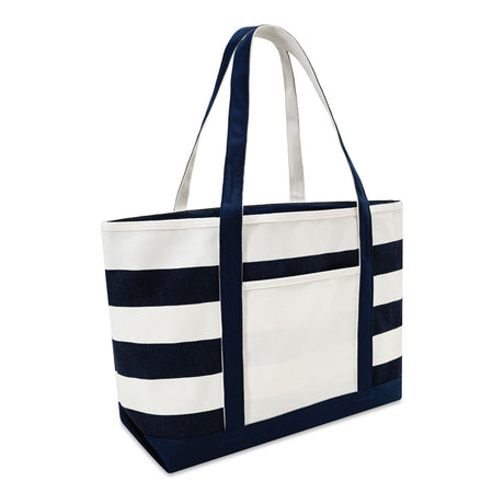 Xl Cotton Canvas Anchor Tote Bag (24'' W X 14'' H) 18 Oz-Tote Bag-Brand Your Tote-Natural-Navy Blue-Brand Your Tote