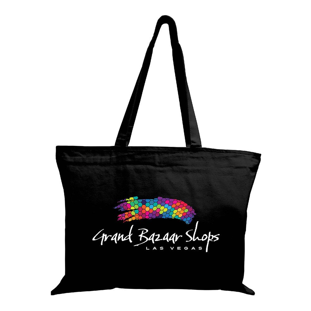 Xl Cotton Canvas Basiczippered Tote Bag (20'' W X 15'' H) 12 Oz-Tote Bag-Brand Your Tote-Black-Brand Your Tote