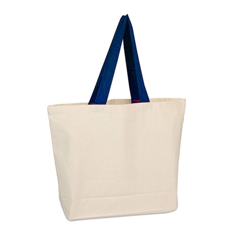 Xl Cotton Canvas Beach Bag (20'' W X 15'' H) 12 Oz-Bag-Brand Your Tote-Natural-Royal Blue-Brand Your Tote
