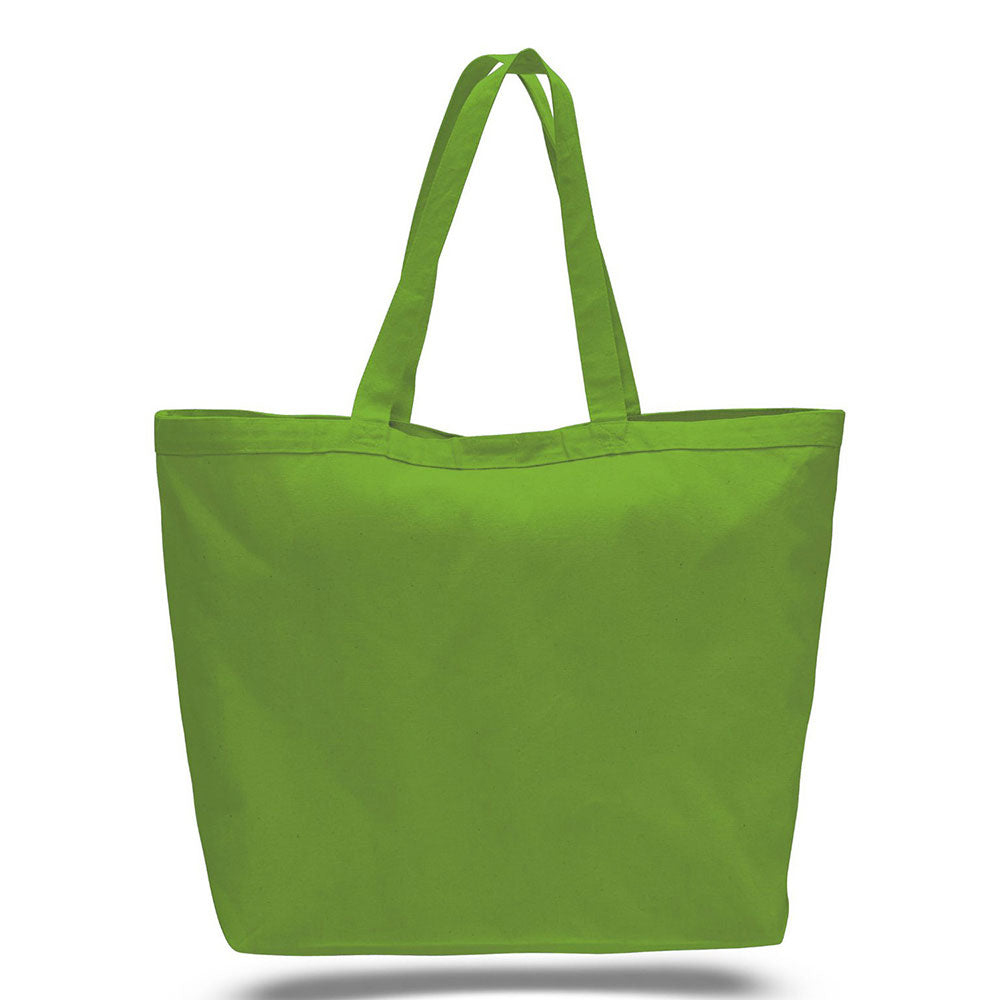 Xl Cotton Canvas Instyle Tote Bag (23'' W X 17'' H) 12 Oz-Tote Bag-Brand Your Tote-Lime Green-Brand Your Tote