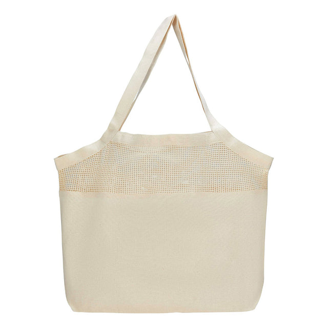 Xl Cotton Canvas Mesh Beach Bag (20'' W X 15'' H) 7 Oz-Bag-Brand Your Tote-Natural-Brand Your Tote