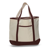 Xl Cotton Canvas Ocean Front Shopping Tote Bag (22'' W X 16'' H) 12 Oz-Tote Bag-Brand Your Tote-Natural-Chocolate Brown-Brand Your Tote