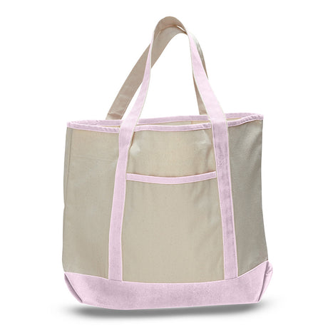 Xl Cotton Canvas Ocean Front Shopping Tote Bag (22'' W X 16'' H) 12 Oz-Tote Bag-Brand Your Tote-Natural-Light Pink-Brand Your Tote