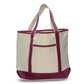 Xl Cotton Canvas Ocean Front Shopping Tote Bag (22'' W X 16'' H) 12 Oz-Tote Bag-Brand Your Tote-Natural-Maroon-Brand Your Tote