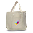 Xl Cotton Canvas Ocean Front Shopping Tote Bag (22'' W X 16'' H) 12 Oz-Tote Bag-Brand Your Tote-Natural-Natural-Brand Your Tote