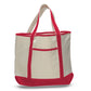 Xl Cotton Canvas Ocean Front Shopping Tote Bag (22'' W X 16'' H) 12 Oz-Tote Bag-Brand Your Tote-Natural-Red-Brand Your Tote