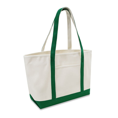 Xl Cotton Canvas Yacht Club Tote Bag (24'' W X 14.17'' H) 24 Oz-Tote Bag-Brand Your Tote-Natural-Green-Brand Your Tote