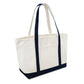 Xl Cotton Canvas Yacht Club Tote Bag (24'' W X 14.17'' H) 24 Oz-Tote Bag-Brand Your Tote-Natural-Navy Blue-Brand Your Tote
