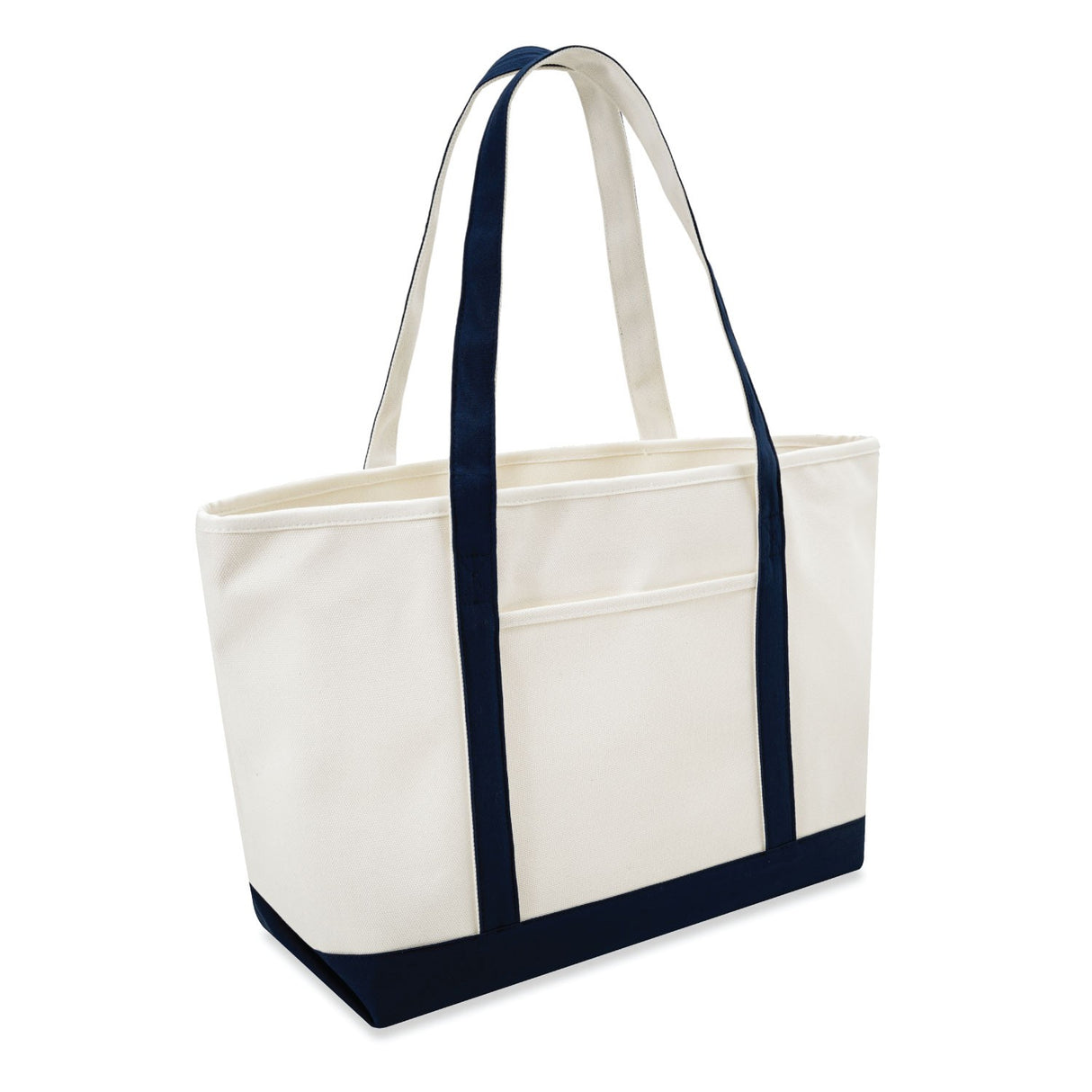 Xl Cotton Canvas Yacht Club Tote Bag (24'' W X 14.17'' H) 24 Oz-Tote Bag-Brand Your Tote-Natural-Navy Blue-Brand Your Tote