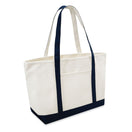 Xl Cotton Canvas Yacht Club Tote Bag (24'' W X 14.17'' H) 24 Oz-Tote Bag-Brand Your Tote-Natural-Navy Blue-Brand Your Tote