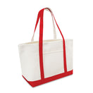 Xl Cotton Canvas Yacht Club Tote Bag (24'' W X 14.17'' H) 24 Oz-Tote Bag-Brand Your Tote-Natural-Red-Brand Your Tote