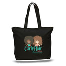 Xl Cotton Canvas Zippered Tote Bag (20'' W X 15'' H) 12 Oz-Tote Bag-Brand Your Tote-Black-Brand Your Tote