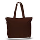 Xl Cotton Canvas Zippered Tote Bag (20'' W X 15'' H) 12 Oz-Tote Bag-Brand Your Tote-Chocolate Brown-Brand Your Tote