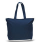 Xl Cotton Canvas Zippered Tote Bag (20'' W X 15'' H) 12 Oz-Tote Bag-Brand Your Tote-Navy Blue-Brand Your Tote