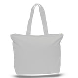 Xl Cotton Canvas Zippered Tote Bag (20'' W X 15'' H) 12 Oz-Tote Bag-Brand Your Tote-White-Brand Your Tote