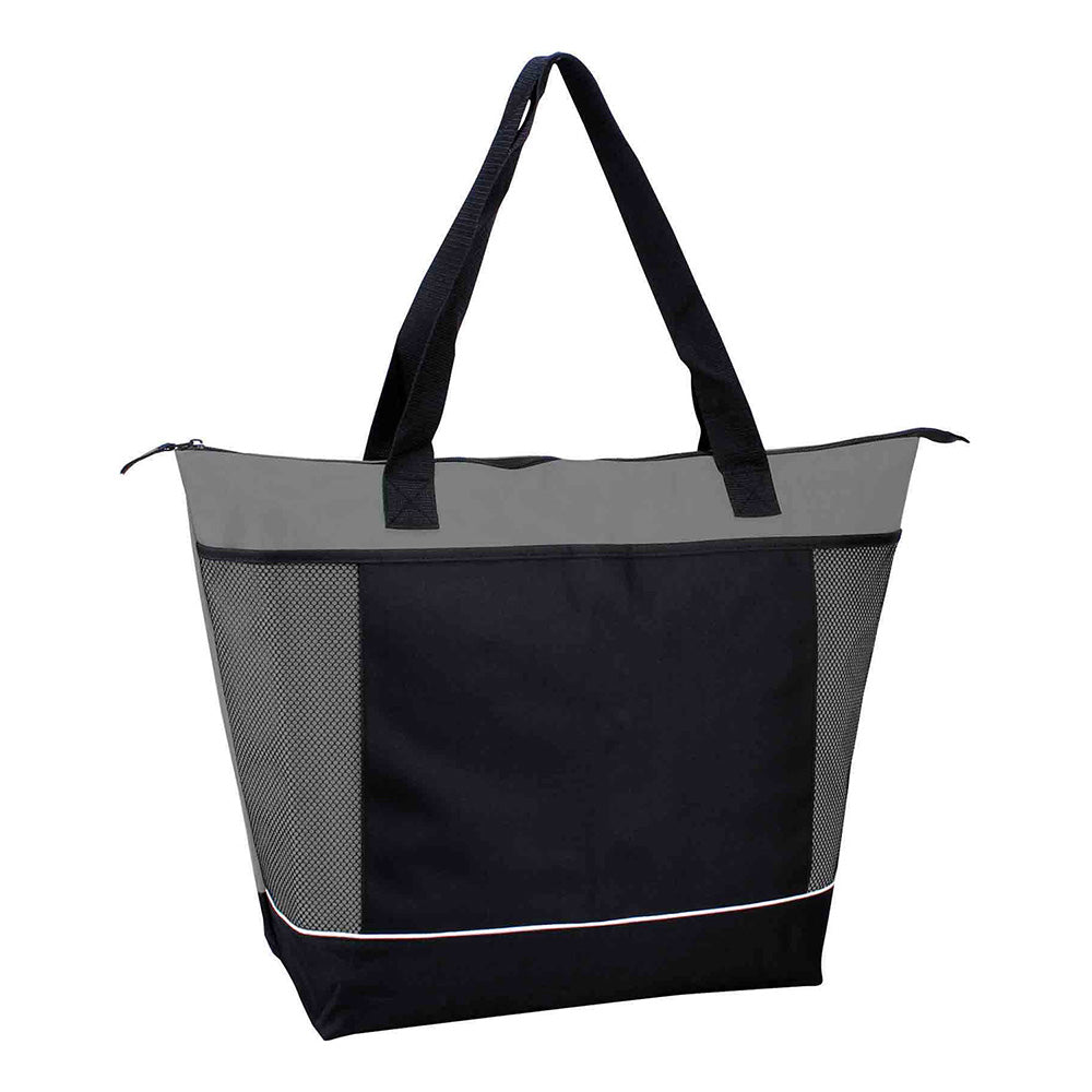 Xl Polyester Cooler Tote Bag (22'' W X 16'' H) 600D-Tote Bag-Brand Your Tote-Grey-Black-Brand Your Tote