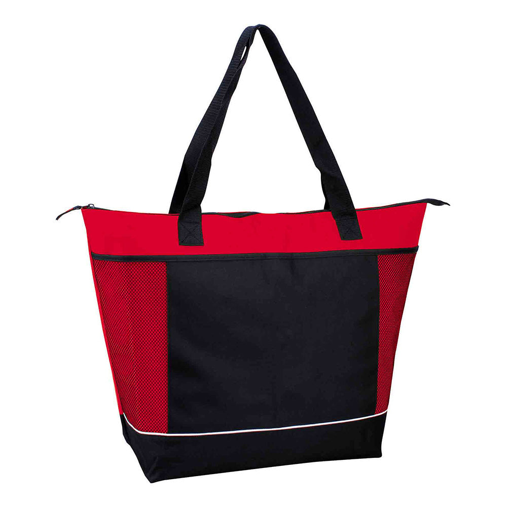 Xl Polyester Cooler Tote Bag (22'' W X 16'' H) 600D-Tote Bag-Brand Your Tote-Red-Black-Brand Your Tote