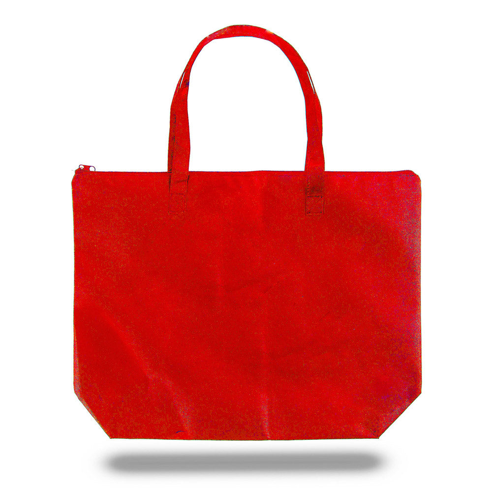 Xl Polypropylene Zippered Tote Bag (20'' W X 15'' H) 100 Gsm-Tote Bag-Brand Your Tote-Red-Brand Your Tote